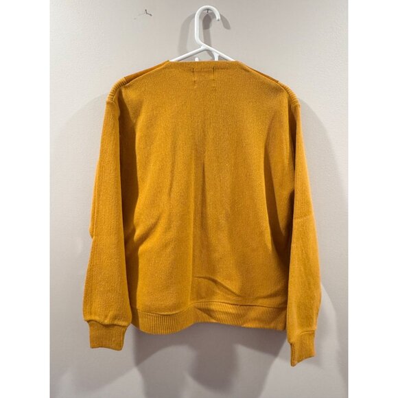 VTG Mustard Yellow Brent Montgomery Ward Cardigan Sweater XL Orlon Acrylic Suede - Picture 2 of 5